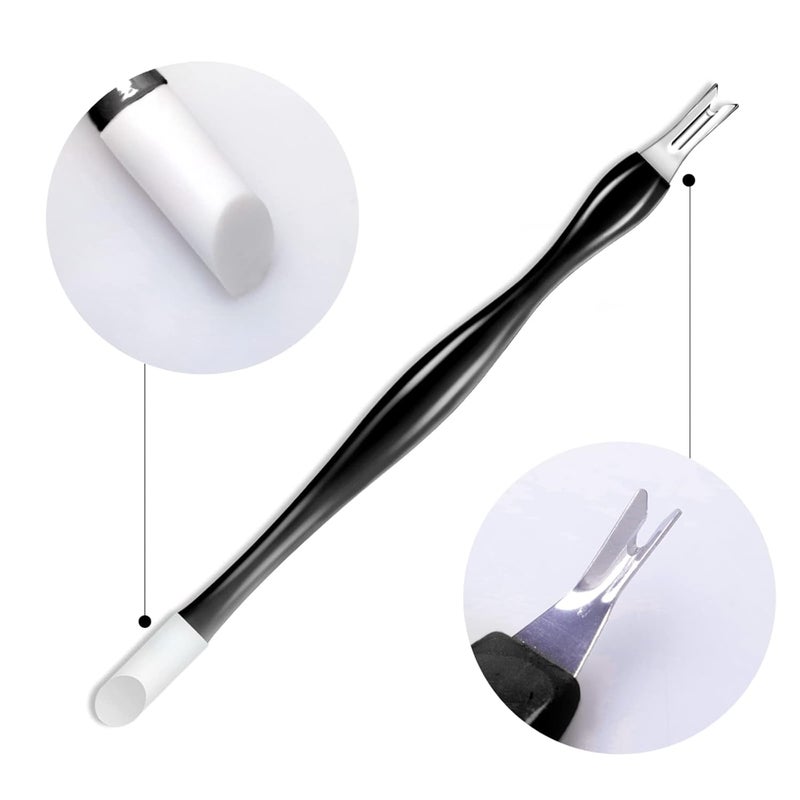 Allstarry 30 Pieces Nail Cuticle Trimmer Remover Rubber Nail Cleaner Double Head Dead Skin Cuticle Knife Removal Fork Plastic Handle Cuticle Pusher Nail art Tools for Girls Women and Men - Black - Image 3